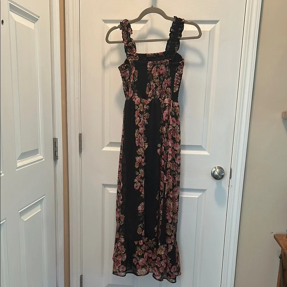 Floral Black and Pink Maxi Dress